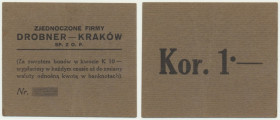 Kraków, Zjednoczone Firmy Drobner, 1 korona 1919 - blankiet
