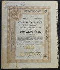 Wileński Bank Ziemski, 4,5% list zastawny, 100 zł 1926, seria I