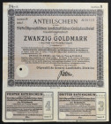 Ostpreußische Landschaft, Certyfikat udziału w listach zastawnych, 20 Goldmark