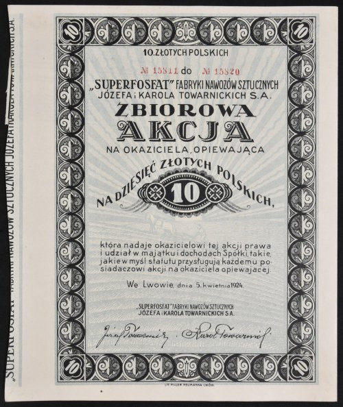 'Superfosfat' Fabryka Nawozów Sztucznych Józefa i Karola Towarnickich S.A., 10 z...
