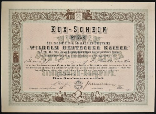 KUX-SCHEIN 'Wilhelm Deutscher Kaiser', Brzezinka, 1 kuks 1875 Kuksy należą do rz...