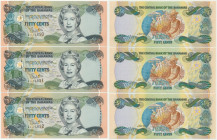 Bahamas, 50 Cents 2001 (3 pcs.) - consecutive numbers.