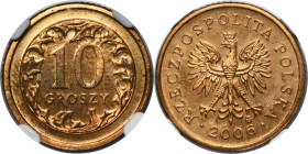 PRÓBA BRĄZ, 10 groszy 2006 - NGC MS63 RB - BARDZO RZADKIE