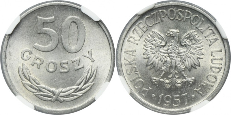 50 groszy 1957 - NGC MS64 Mennicza moneta z oceną MS64 od NGC. Reference: Parchi...