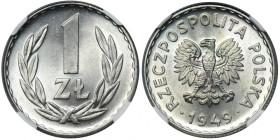 1 złoty 1949 Aluminium - NGC MS66