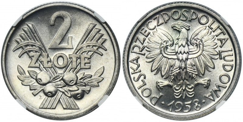 2 złote 1958 Jagody - NGC MS67 Bardzo rzadka w tak znakomitej kondycji dwuzłotów...