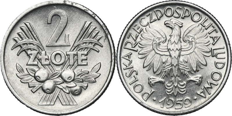 2 złote 1959 Jagody - NAJRZADSZY ROCZNIK Najrzadsza ze wszystkich dwuzłotówek PR...