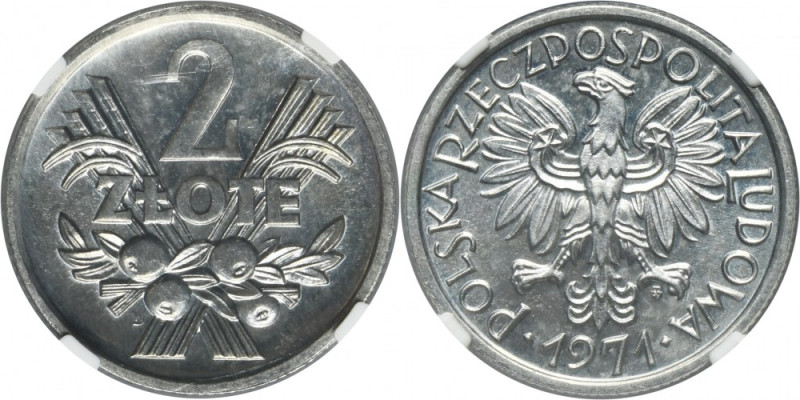 2 złote 1971 Jagody - NGC MS64 &nbsp; Menniczy egzemplarz, oceniony wysoką notą ...