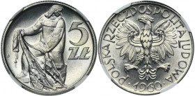 5 złotych 1960 Rybak - NGC MS66