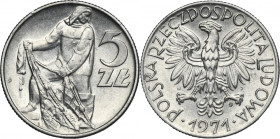 5 złotych 1971 Rybak - RZADSZY ROCZNIK