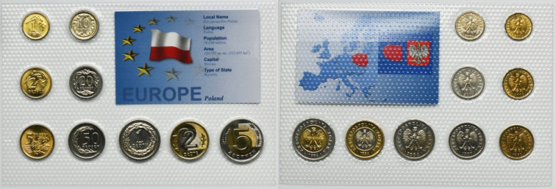 Set, Poland, 1-50 Grochen and 1-5 Zloty (9 pcs.) Set of nine coins of Poland wit...