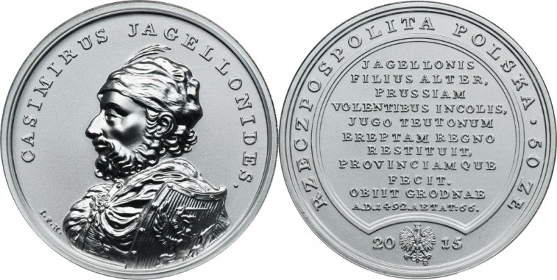 Skarby Stanisława Augusta, 50 złotych 2015 Kazimierz Jagiellończyk Menniczy egze...