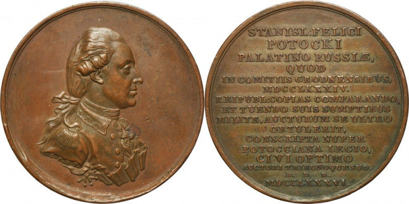Poniatowski, Medal Stanisław Szczęsny Potocki 1786 Rare bronze mdal of Holzhäuss...