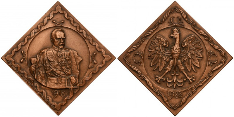 Medal 70. rocznica odzyskania niepodległości 1988 Bronze medal made by PTN Lubin...