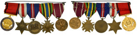 Set of French Decorations on a Bar with the Military Medal (5 pcs.)