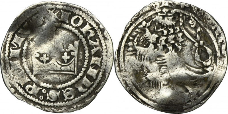 Bohemia, Johann I, Groschen Kuttenberg The coin's rim is reduced. Bent. 
 Diame...
