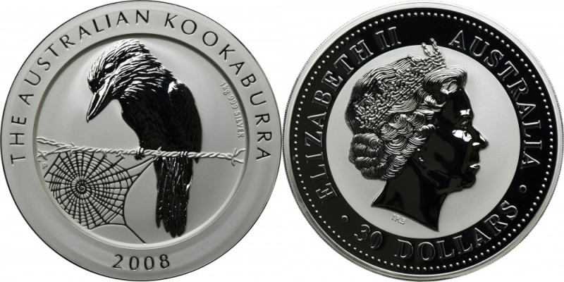 Australia, Elizabeth II, 30 Dollars Perth 2008 P - Australian Kookaburra - 1 kg ...