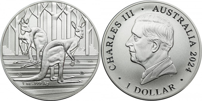 Australia, Charles III, 1 Dollar Canberra 2023 - Kangaroo Mintage 50.000 pieces....