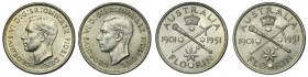 Set, Australia, George VI, 1 Florin Melbourne 1951 (2 pcs.)
