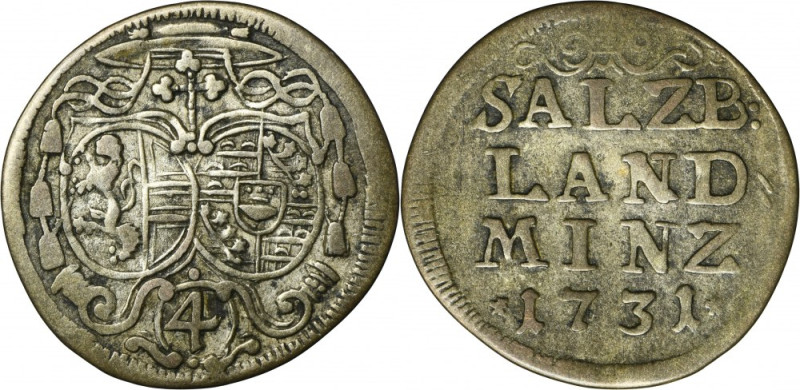 Austria, Archbishopric of Salzburg, Leopold Anton von Firmian, 4 Kreuzer 1731 Va...