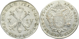 Austrian Netherlands, Franz II, 14 Liards Brussels 1794