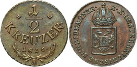 Austria, Franz I, 1/2 Kreuzer Wien 1816
