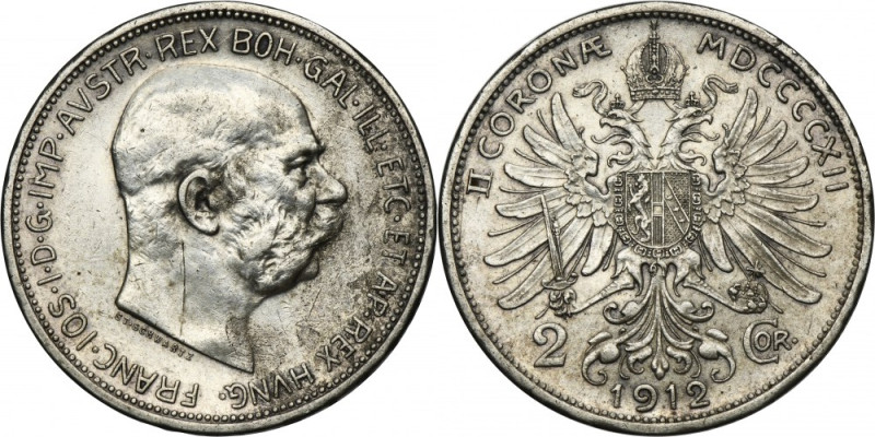 Austria, Franz Joseph I, 2 Corona Wien 1912 Silver '835'. Obverse scratched. Sre...