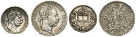 Set, Austria and Hungary, Franz Joseph I, 1 Florin and 1 Corona (2 pcs.)