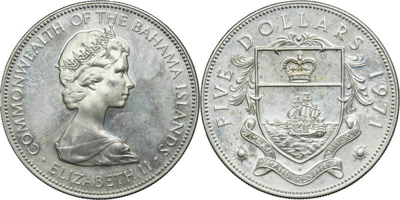 Bahamas, Elizabeth II, 5 Dollars 1971 Silver '925'. Srebro próby '925'. Referenc...