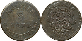 Belgium, Siege of Antwerp, Louis XVIII, 5 Centimes Antwerp 1814