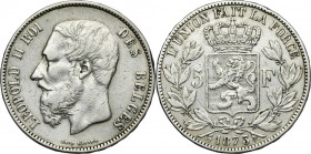 Belgium, Leopold II, 5 Francs Brussels 1873