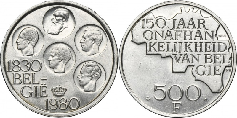 Belgium, Baldwin I, 500 Francs 1980 - 150th Anniversary of Belgian Independence ...