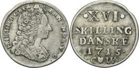 Denmark, Frederick IV, 16 Skilling Dansk Copenhagen 1715 CW