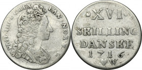 Denmark, Frederick IV, 16 Skilling Dansk Copenhagen 1716 CW