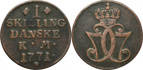 Denmark, Christian VII, 1 Skilling Dansk 1771