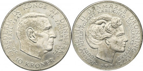 Denmark, Margaret II, 10 Kroner Copenhagen 1972 - Death of Frederick IX and the accession of Margaret II to the throne