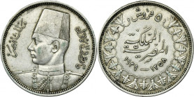 Egypt, Farouk I, 5 Piastres 1939