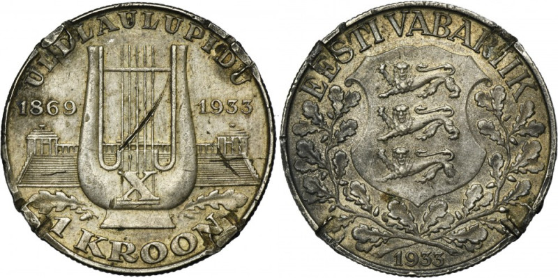 Estonia, Republic, 1 Kroon Tallinn 1933 - Song Festival Issued minted on the occ...