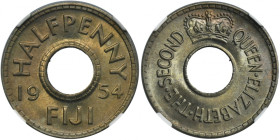 Fiji, Elizabeth II, 1/2 Penny London 1954 - NGC MS66