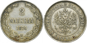 Finland Autonomy, Alexander II, 2 Markka Helsinki 1874