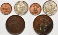 Set, Finland, Autonomy, Nicholas II, Penniä (3 pcs.)