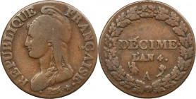 France, First Republic, 1 Décime Paris 1795 A