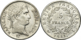 France, Napoleon I, 5 Francs Bayonne 1811 L