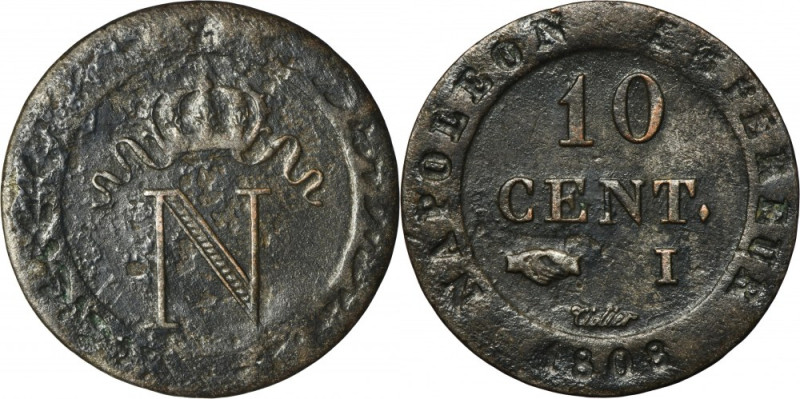 France, Napoleon I, 10 Centimes Limoges 1808 I Variety with letters I, mint mark...