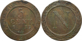 France, Napoleon I, 5 Centimes Strasbourg 1808 BB