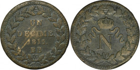 France, Napoleon I, 1 Décime Strasbourg 1815 BB