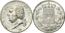 France, Louis XVIII, 5 Francs Toulouse 1824 M