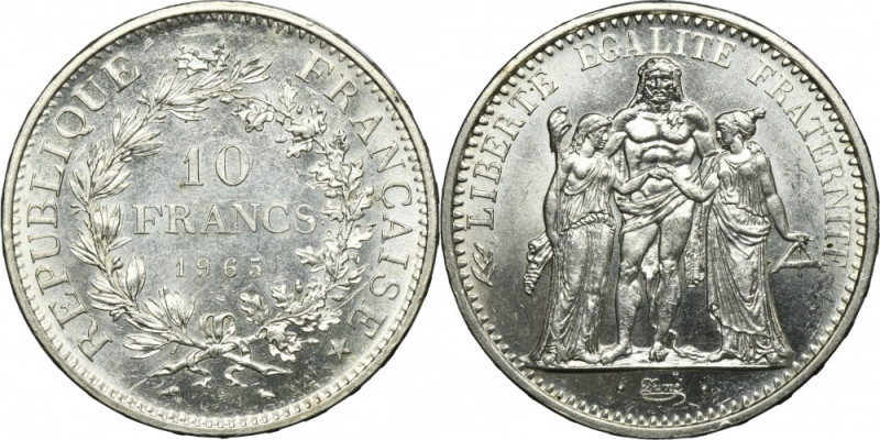 France, V Republic, 10 Francs Paris 1965 Silver '900'. Srebro próby '900'. Refer...