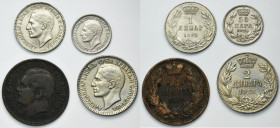 Set, Yugoslavia and Serbia, 10 Pair, 50 Pair, 1 Dinar and 2 Dinars (4 pcs.)