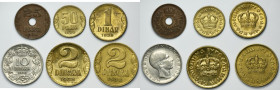 Set, Yugoslavia, Peter II, 25 Para, 50 Para, 1 Dinar, 2 Dinara and 10 Dinara (6 pcs.)